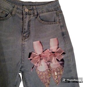 Fashion Jeans cropped, ballet slippers sz S, 30